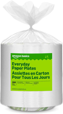 Amazon Basics Everyday Paper Plates, 8.62 Inch, Disposable, 200 Count, Packaging May Vary
