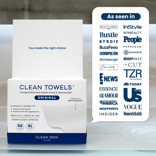 clean skin club clean towels xl 100% usa biobased disposable face towels 100 ct 2 pack