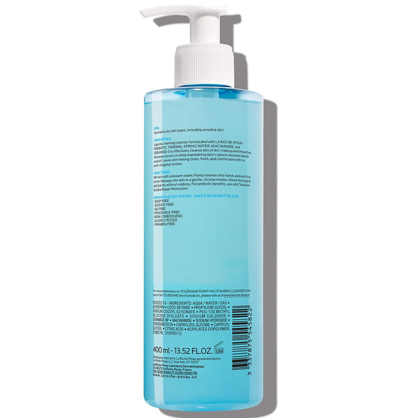 la roche-posay toleriane purifying foaming facial cleanser for sensitive skin with niacinamide ceramides oil free