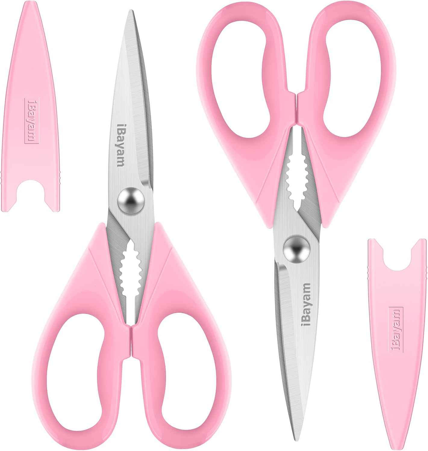 iBayam Kitchen Scissors All Purpose Heavy Duty, Kitchen Utensils Set, Stainless Steel Cooking Utensils Gadgets, Meat Poultry Food Shears Dishwasher Safe Utility Tools Home Gift, with Protective Sheath