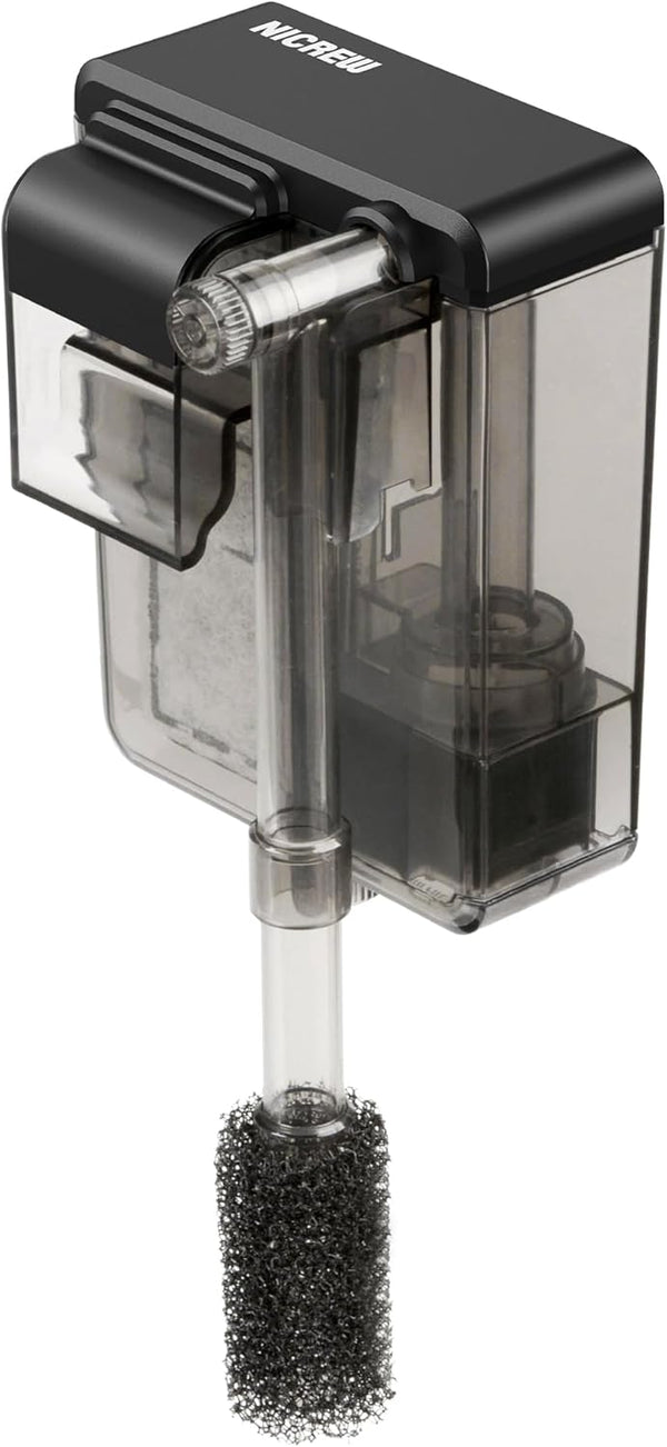 Nicrew Quiet Aquarium HOB Filter for Up to 5 Gallon Aquariums, Adjustable Flow, 42 GPH, 3W