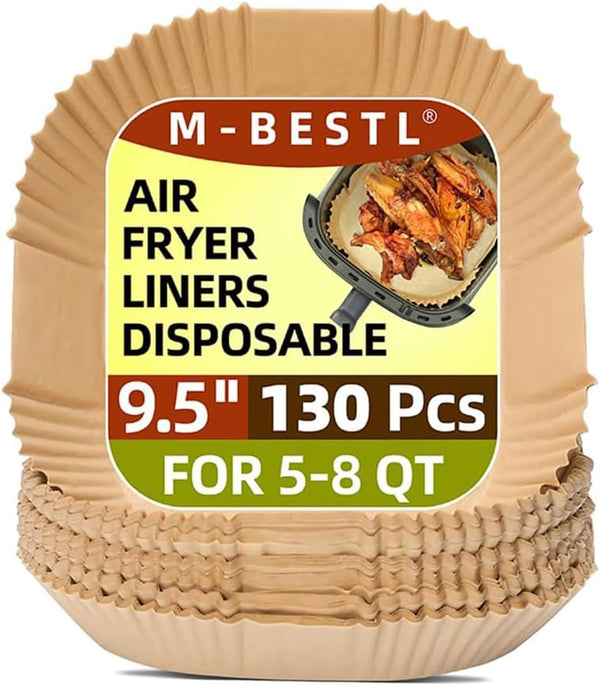 7.5 Inch Air Fryer Parchment Paper Liners Square,150 Pcs Non-stick &Oil-proof Air Fryer Liners Disposable for 2-5 QT Frying,Baking,Roast