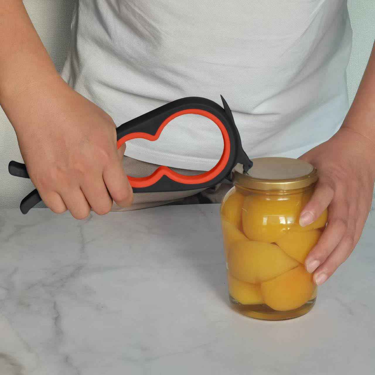 Otstar Jar Opener Bottle Opener and Can Opener for Weak hands, Seniors with Arthritis and Anyone with Low Strength, Mutil Jar Opener Get Lids Off Easily (Black and Red)