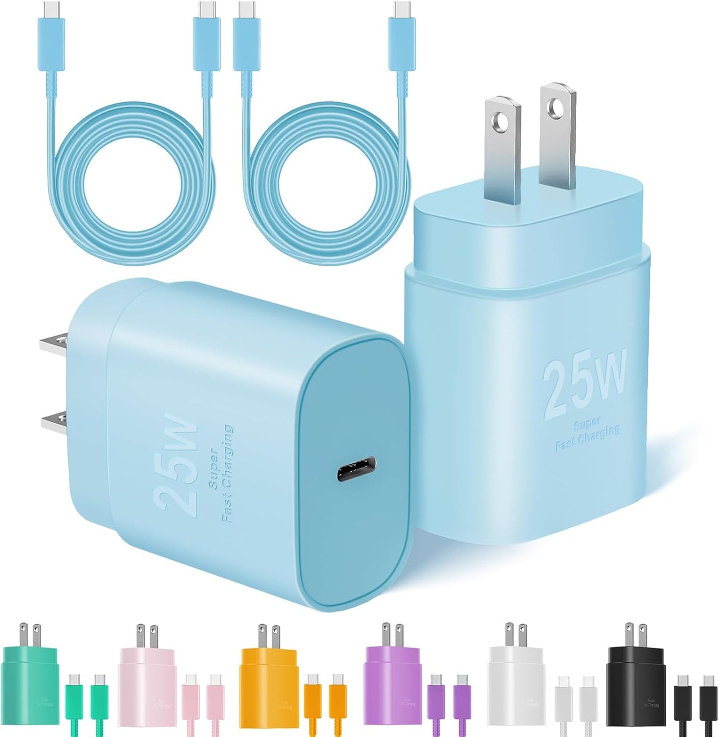 Type C Charger Fast Charging for iPhone 17 16 15, 2Pack [10FT&6FT] Long USB C Cable with 25W Phone Super Fast Charger Block Compatible with Galaxy S25/S24/Plus/Ultra,iPhone 15/16/17/Air/Plus/Pro Max