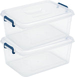 Tribello Clear Stackable Plastic Storage Containers with Lids, 16 Qt, 2 Pack