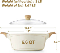 SENSARTE Ceramic Nonstick Stock Pot with Lid, 2.6/4.5/6.6/8.5 QT Soup Pot Casserole Pot, Non-toxic Healthy Pasta Pot, Large Cooking Pot Stew Pot, Induction Compatible, PFOA PFAS PTFE Free, White