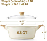 SENSARTE Ceramic Nonstick Stock Pot with Lid, 2.6/4.5/6.6/8.5 QT, PFOA PFAS PTFE Free, Induction Compatible, White, Large Cooking