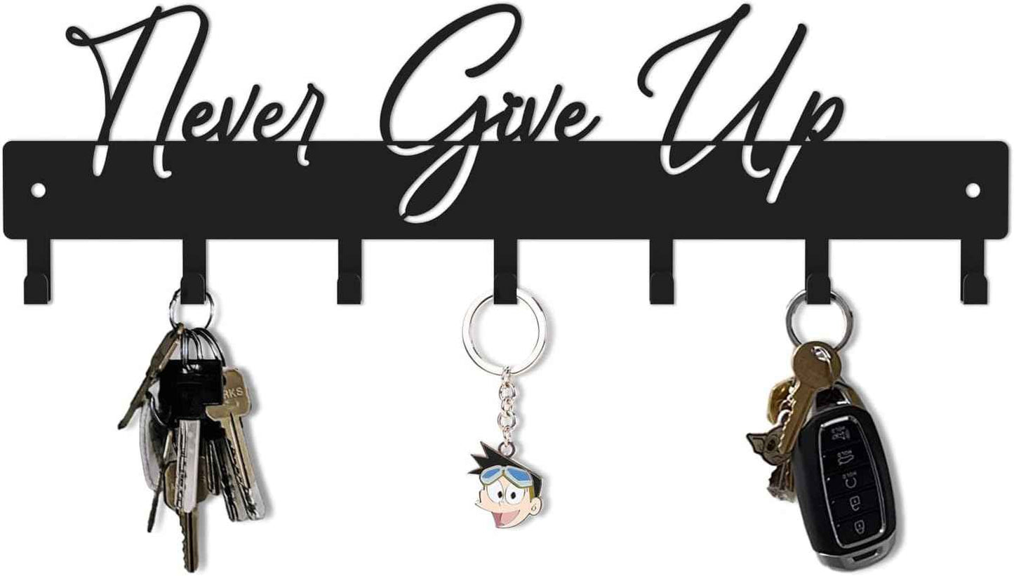 Have a Great Day Key Hooks for Wall Decoration,Delicate Fashion Black Metal Key Holder Wall Mount,Have a Great Day Key Hanger with 7 Kooks for Hallway,Office