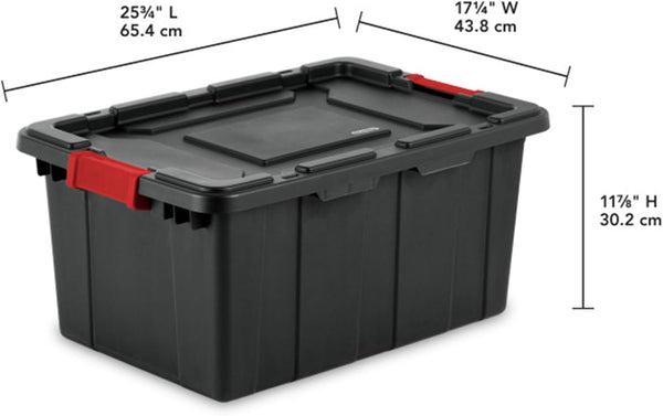 Sterilite 6-Pack Industrial Tote Storage Bins with Lids, 15 Gallon, Black