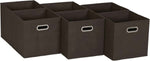 Household Essentials Foldable Fabric Storage Bins 6 Piece Set, Strong Poly-Woven Fabric, Sturdy Chipboard Sides, Grommet Front Handle, Stackable and Foldable, Classic Design, Black