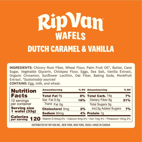 Rip Van Wafels Dutch Caramel & Vanilla Stroopwafels, 12 Count, Snack