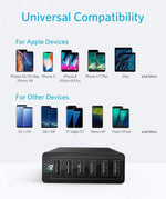 Anker Desktop Charger, 60W 6 Port USB Multiple Charging Hub, PowerPort 6 Multiple USB Charger, Campatible with iPhone, iPad, MacBook, Galaxy, LG, HTC, and More