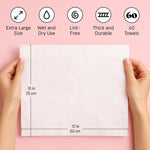 grace & stella XL disposable face towels - ultra-soft & absorbent vegan travel essentials for cleansing & makeup removal