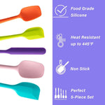 5 Piece Silicone Spatula Set for High Heat Resistant Non-Stick Cooking