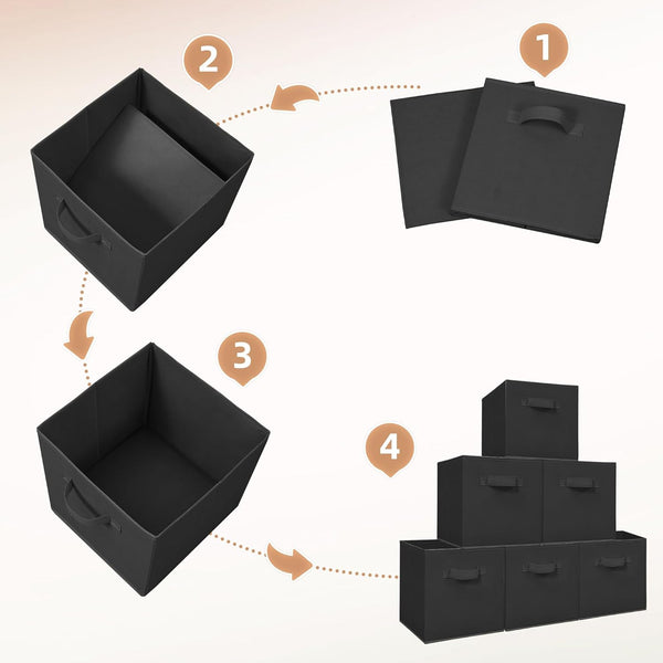 Storage Cubes for Organization and Closet Use, 6 Pack Fabric Foldable Collapsible Bins with Handles