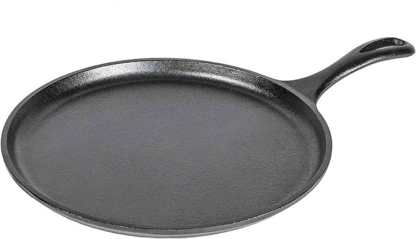Lodge L9OG3 Cast Iron Round Griddle, 10.5-inch, Pre-Seasoned, Made in USA, Stovetop, Oven, Grill, Campfire
