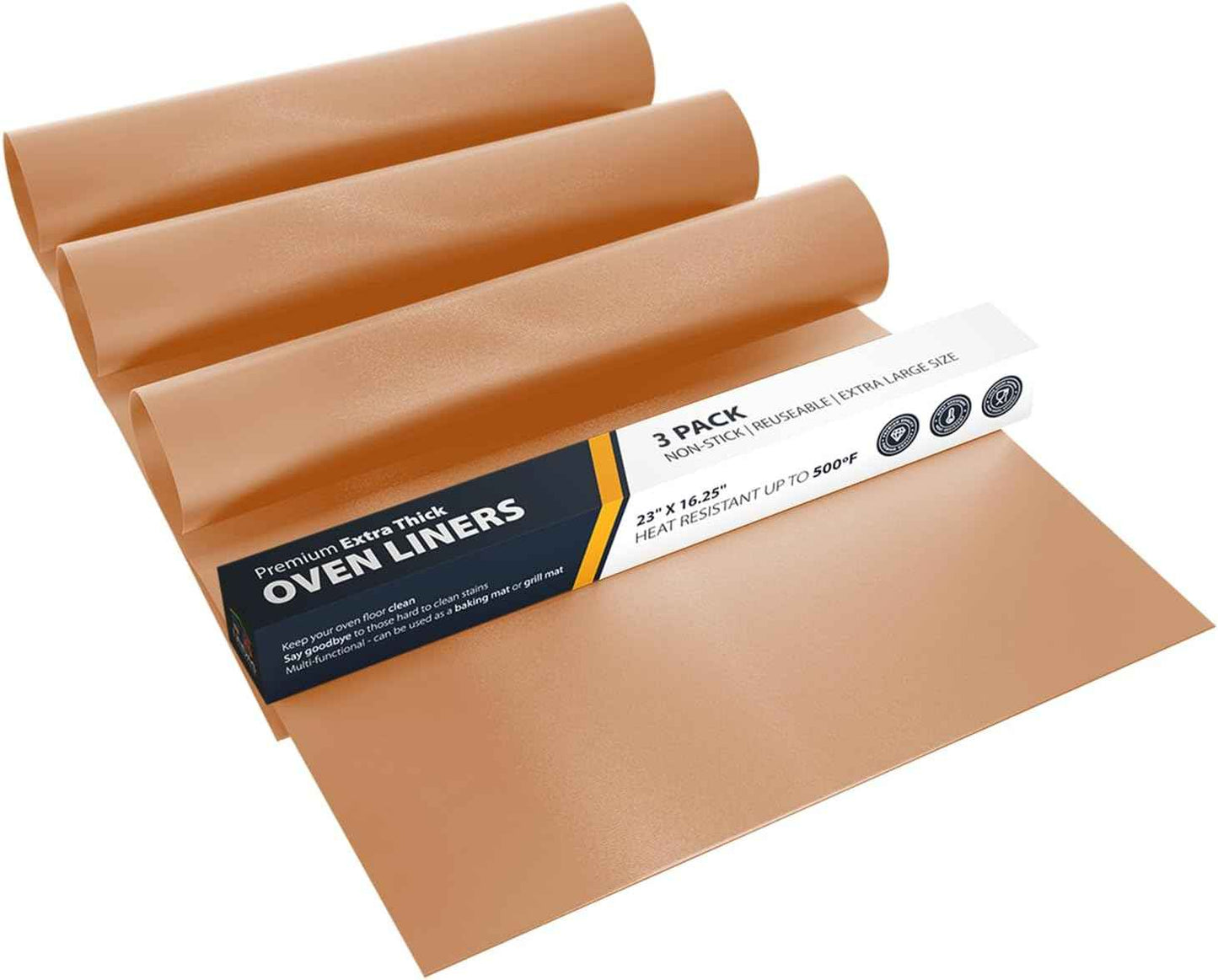 Oven Liners for Bottom of Oven - 2 Pack Large Heavy Duty Mats, 17”x25” Non-Stick Reusable Liner for Electric, Gas, Toaster Ovens, Grills - BPA & PFOA Free Kitchen Accessory to Keep Oven Clean (Black)
