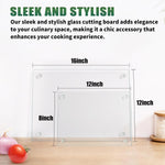 Tempered Glass Cutting Boards for Kitchen Counter, Clear, Non-Slip, Heat-Resistant, Easy to Clean, 2PCS