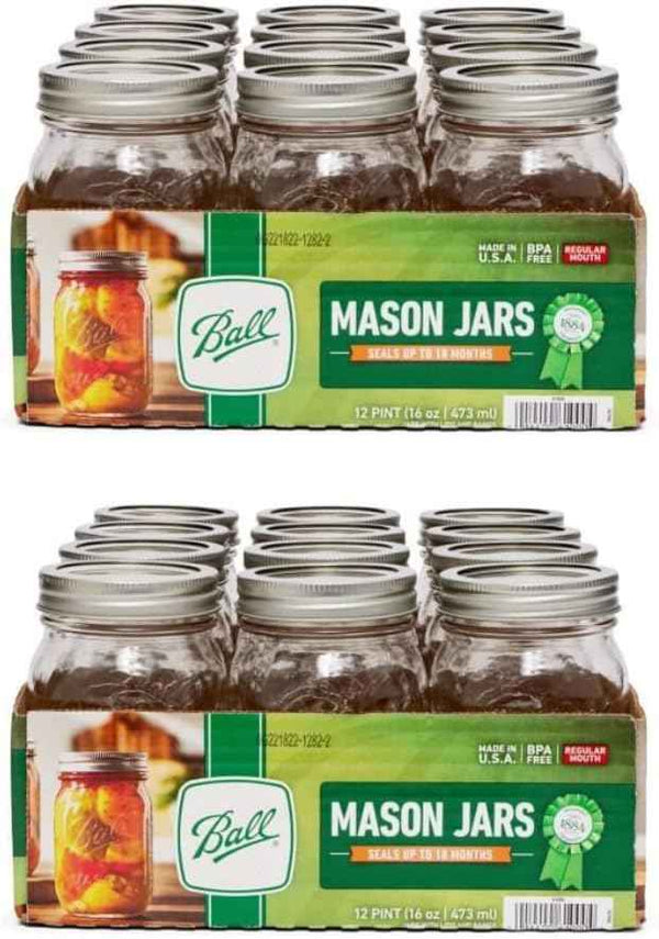 Ball Wide Mouth Glass Mason Jars with Lids and Bands, Used for Canning, Pickling, Juice, Jam, Jelly, Quart Size 32 Ounce (Pack of 2)