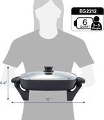 Elite 12"x12"x2.15" Ceramic Electric Skillet with Rapid Heat Up and Dishwasher Safe