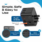 Ceptics Universal Travel Adapter, 45W International Power Adapter with PD & QC 3.0 Dual USB-C, 3 USB Travel Adapter Worldwide, Type I C G A Outlets 110V 220V A/C - EU Euro US UK (11-KU)