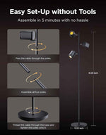 Govee Tree Floor Lamp Compatible with Matter, 3 Rotatable Lights with LuminBlend Technology, Standing Lamp with 64 Dynamic Scenes, Music Sync, Ideal Floor Lamp for Living Room, Bedroom, Office