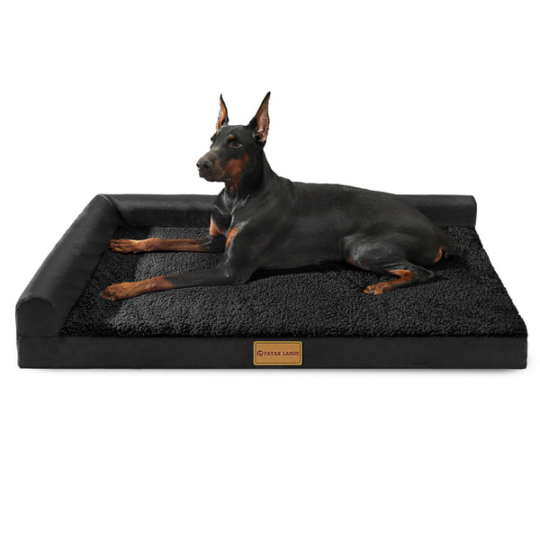 pantas lague large orthopedic dog bed 36''x24'' black waterproof bolster pet sofa beds
