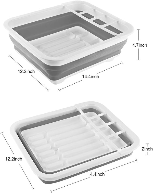 Collapsible dish drying rack for kitchen, RV, and camping use