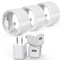 iPhone Charger,Extra Long 2 Pack 10FT Lightning Cable Cube i Phone 12 Charger Charging Transfer Cord Cable with USB Plug Wall Charge Block Travel Adapter for iPhone 14/13/12/11/SE2022/8/7/XS/XR/X/iPad