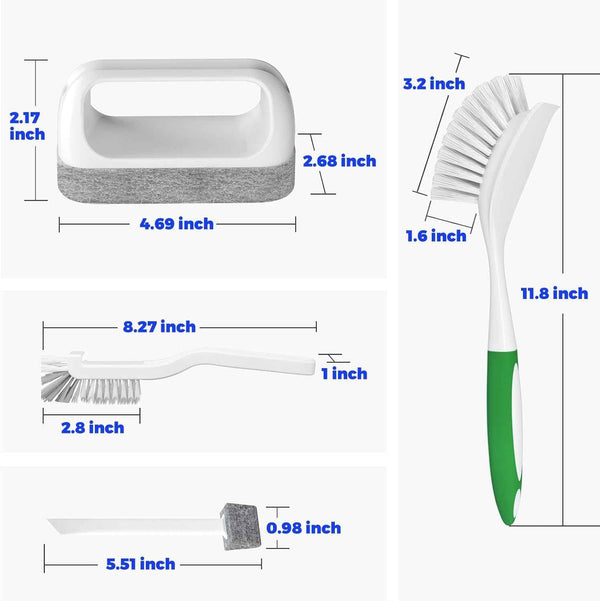 holikme 6-pack kitchen cleaning brush set eco-friendly green durable nylon bristles