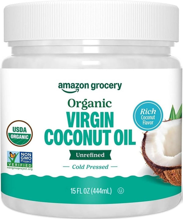 Amazon Grocery, Organic Refined Coconut Oil, 15 Fl Oz
