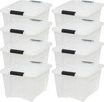 IRIS USA 32 Qt Stackable Plastic Storage Bins with Lids, 4 Pack, Made in USA