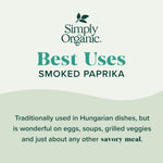 Simply Organic Oak Wood Smoked Paprika, 2.72 Ounce, Kosher, Deep Smokey Flavor, Spanish Paprika
