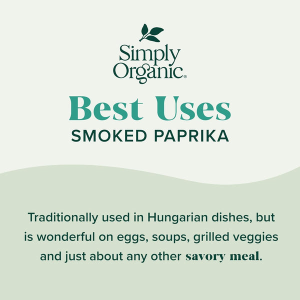Simply Organic Oak Wood Smoked Paprika, 2.72 Ounce, Kosher, Deep Smokey Flavor, Spanish Paprika