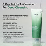 anua heartleaf quercetinol pore deep cleansing foam, gentle exfoliation, hydrating finish, 150ml/5.07 fl.oz, facial cleanser