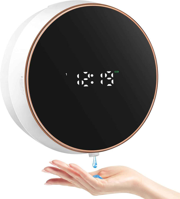 Automatic Soap Dispenser Foam Bathroom: Wall Mount Rechargeable Touchless Adjustable Auto Smart Electric Plastic Black Foaming Soap Dispenser with Clock - Kitchen - Hand Dish Lotion Couple Kids