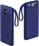 VRURC Portable Charger Power Bank, 10000mAh Travel Essentials Battery Pack, 5 Outputs 2 Inputs Slim Charging Bank Built-in Cables Cords for iPhone 17 16 15 14 13,Samsung,Android-Lavender(1 Pack)