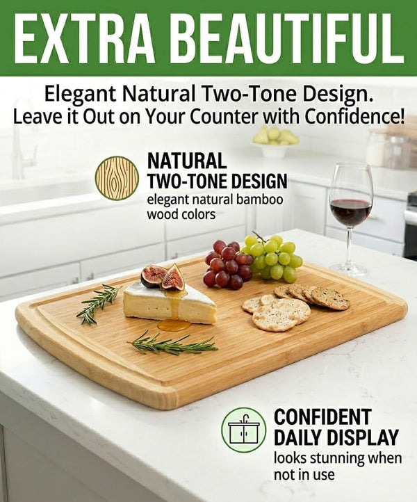 Extra Large Bamboo Cutting Board with Vertical Grain Strength Technology