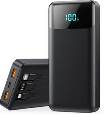 Portable Charger Power Bank 40800mAh with 3 Built-in Cables,25W Fast Phone Charging Portable Battery Pack,5 Outputs Travel Essentials Outdoor External Battery for iPhone 17/16,Galaxy Android etc-Black