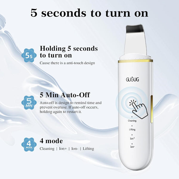 Gugug white skin spatula 4 modes blackhead remover for facial deep cleansing suitable for sensitive skin