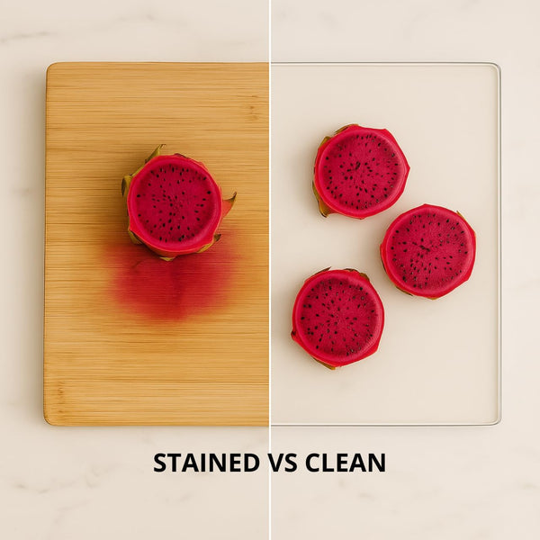 Acrylic cutting board with counter lip for kitchen countertop protection