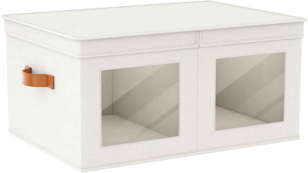 Univivi Fabric Foldable Storage Boxes [4-Pack] Large Collapsible Stackable Storage Bins with Lids, Closet Organizers and Storage Cube Basket for Home, Office, Bedroom (Gray, 17“ x 12” x 12")
