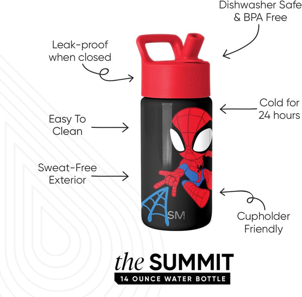Simple Modern Marvel Spider Man Kids Water Bottle with Straw Lid