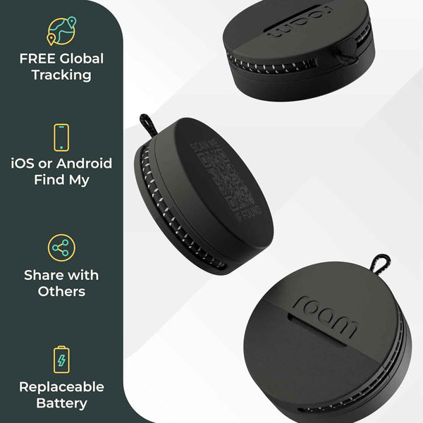 ROAM SMART TRACKER - Bluetooth Tracker & Item Locator for Keys, Wallet, Luggage, Kid & Pet Gear, (iOS, Android Compatible), No App or Subscription, Fast Setup, Waterproof | 2-Pack, Black & Blue