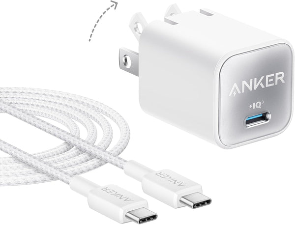 Anker Nano Phone Charger, USB C GaN Charger 30W, PIQ 3.0 Foldable PPS Fast Charger USB C for iPhone 17/16 and More Series, Galaxy, iPad, Compatible with MagSafe
