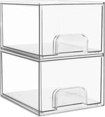 Vtopmart 4 Pack Small Clear Stackable Storage Drawers,Acrylic Bathroom Makeup Organizer,Plastic Storage Bins For Vanity, Undersink, Kitchen Cabinets, Pantry, Home Organization