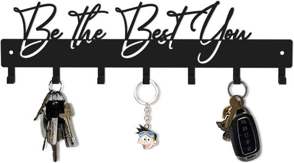Have a Great Day Key Hooks for Wall Decoration,Delicate Fashion Black Metal Key Holder Wall Mount,Have a Great Day Key Hanger with 7 Kooks for Hallway,Office