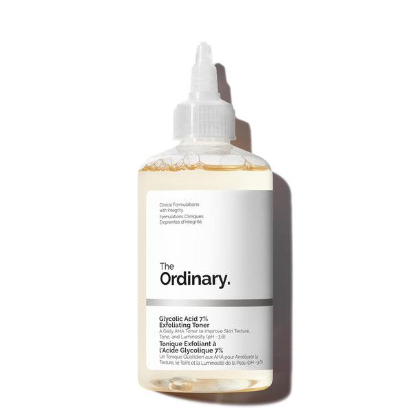 the ordinary glycolic acid 7% exfoliating toner, brightening and smoothing daily toner for uneven skin tone