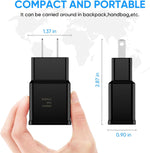 Fast Charging Block for Samsung Galaxy and LG Devices, 2 Pack, Black