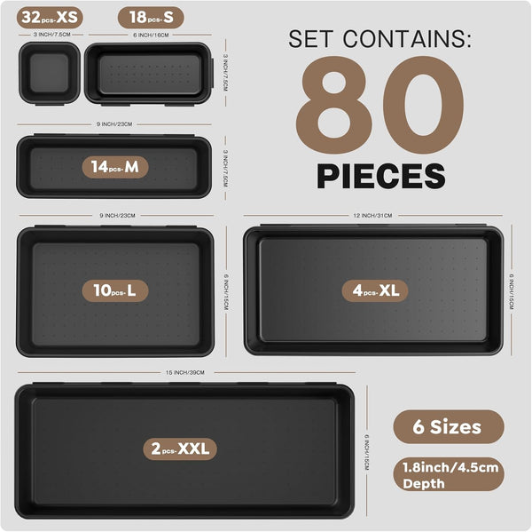 Black Garage Organization and Storage Tray Divider Set for 100+ Tools